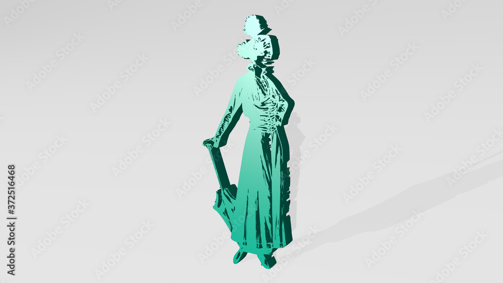 girl 3D icon casting shadow, 3D illustration for beautiful and background girl 3D icon casting shadow, 3D illustration for beautiful and background