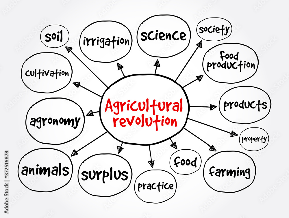 Agricultural revolution mind map, concept for presentations and reports Agricultural revolution mind map, concept for presentations and reports