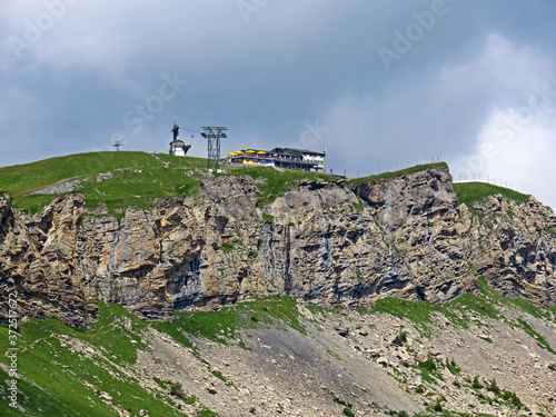 Alpine peak Bonnistock below the Melchsee and Tannensee lakes and in the Uri Alps mountain massif, Melchtal - Canton of Obwald, Switzerland (Kanton Obwalden, Schweiz) photo