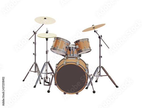 drum kit isolated on white background. 3d render