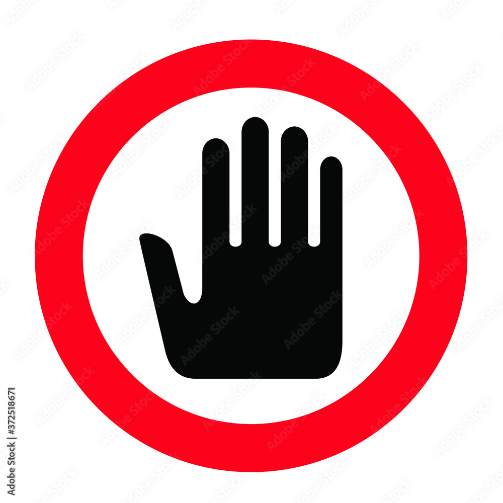 Stop hand icon . Hand forbidden sign, no entry, do not touch . Stop road  sign. Prohibited warning icon 21891159 Vector Art at Vecteezy