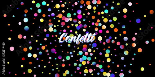 Carnival Confetti Explosion Vector Background. Colorful Circles, Bubbles, Bokeh Decoration. 