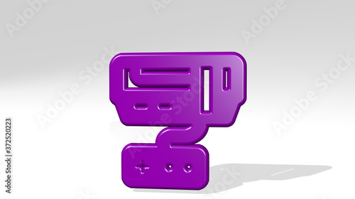 video game console 3D icon casting shadow, 3D illustration for background and camera