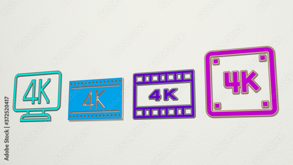 K 4 icons set, 3D illustration for letter and design Stock Illustration ...