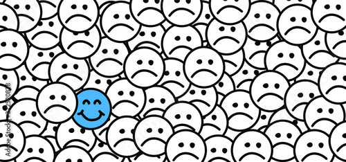 Slogan Hello or happy blue monday with smile Vector icon sign The most depressing day of the year The day commit suicide and depression motivation, third monday January Funny sadness cartoon smiling