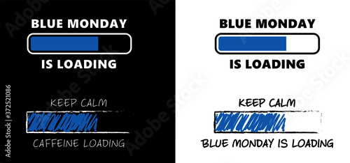 Slogan Hello or happy blue monday with smile Vector icon sign The most depressing day of the year The day commit suicide and depression motivation, third monday January Funny sadness cartoon smiling