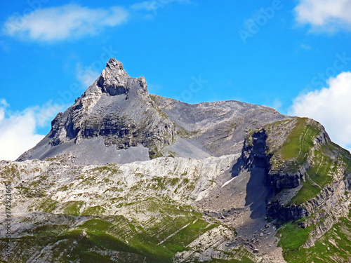 Alpine peak Graustock between the Engstlensee and Trüebensee lakes and in the Uri Alps mountain massif, Engelberg - Canton of Obwald, Switzerland (Kanton Obwalden, Schweiz) photo