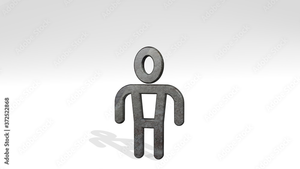 PRIMITIVE SYMBOLS MAN 3D icon standing on the floor, 3D illustration for background and ancient PRIMITIVE SYMBOLS MAN 3D icon standing on the floor, 3D illustration for background and ancient