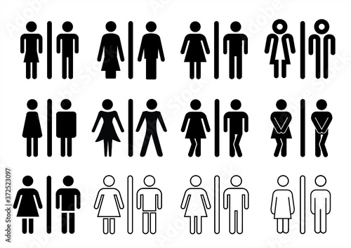 Wc world toilet day. Bathroom or restroom icons. Funny vector pissing signs. For handicap people, woman, man or gender to peeing pictogram. Human handicap toilets seat   with wheelchair logo. 