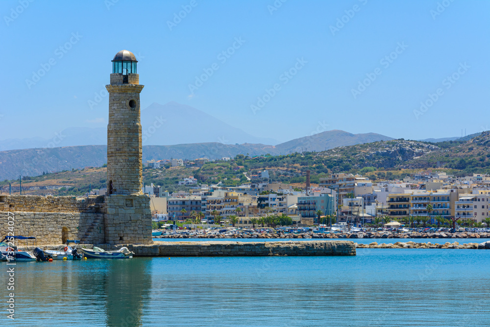 The current Venetian lighthouse in the Bay of Rethymno.