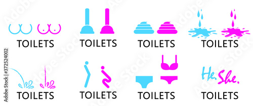 Wc world toilet day. Bathroom or restroom icons. Funny vector pissing signs. For handicap people, woman, man or gender to peeing pictogram. Human handicap toilets seat   with wheelchair logo. 
