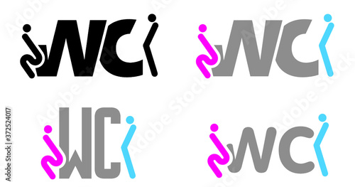 Wc world toilet day. Bathroom or restroom icons. Funny vector pissing signs. For handicap people, woman, man or gender to peeing pictogram. Human handicap toilets seat   with wheelchair logo.