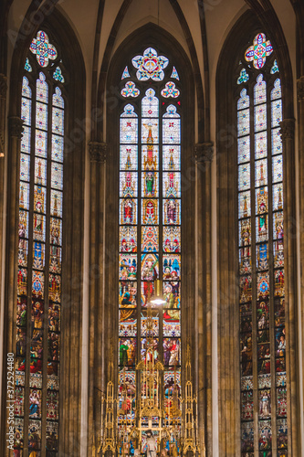 stained glass window in brno cathedral church