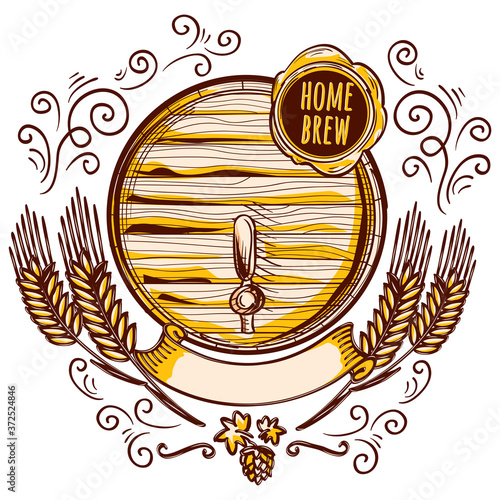 Home brew craft beer brewery decorative emblem
