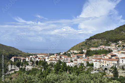 Panoramic view of Santa Domenica Talao, a rural village in the mountains of the Calabria region. © Giambattista
