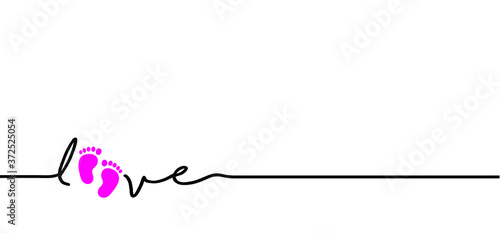 Boy or girl. Love heart. New born, pregnant or coming soon footprints shoes and shoe sole slogan. Kids or baby feet and foot steps Fun vector footsteps icon for print. Quote blue or pink sign