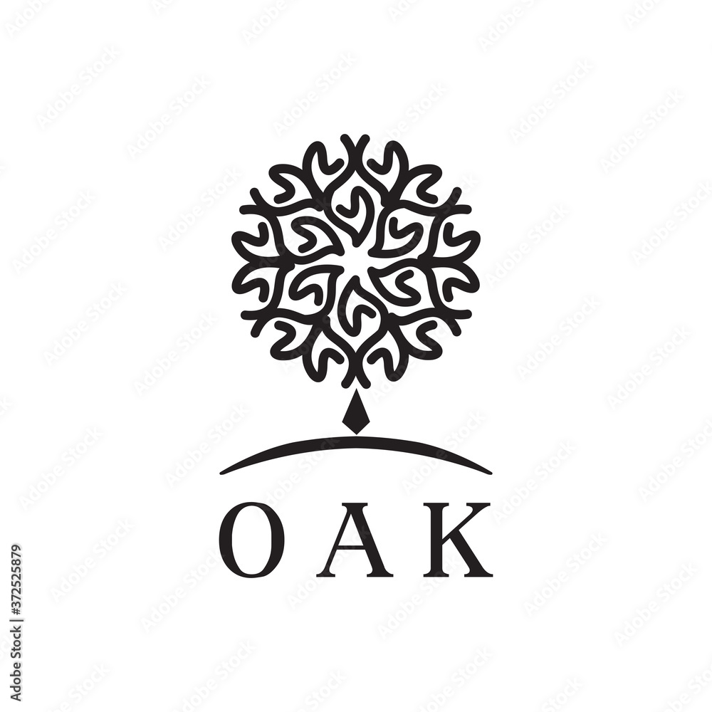 Oak Tree logo design. clean, modern and powerful. vector icon illustration inspiration