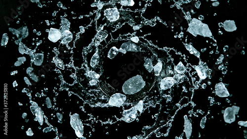 Crushed ice in motion, isol...