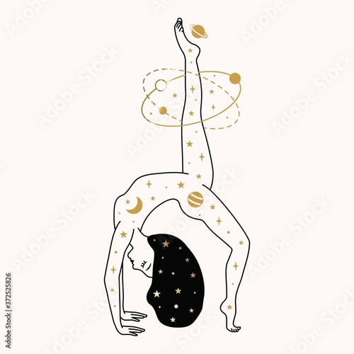 Woman in Yoga Pose Illustration in Vector.