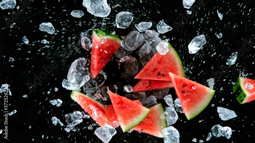 Fresh ripe water melons wit...