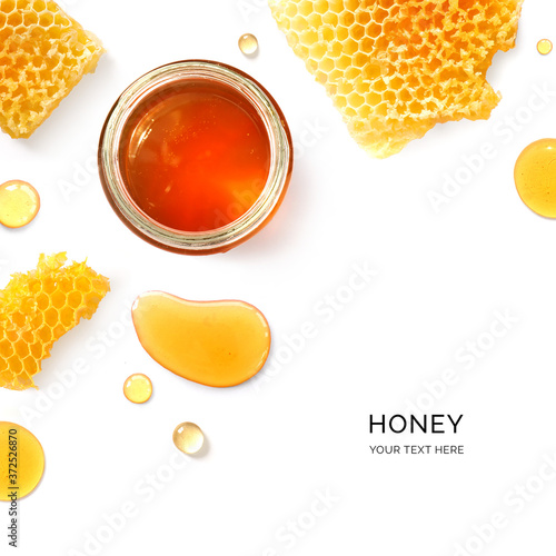 Obraz na plátně Creative layout made of honey on the white background