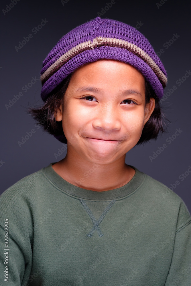 Thai Child in Wool Hat Smiling Thai Child in Wool Hat Smiling