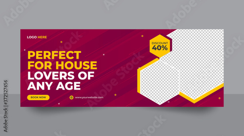 Modern home social media banner template