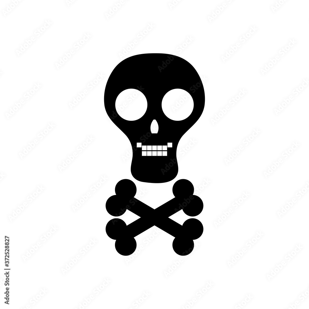 skul and crossed bones icon, silhouette style Stock Vector | Adobe Stock