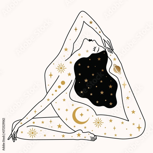 Woman doing Yoga Illustration in Vector.