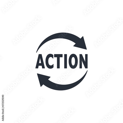 Action - button. Vector icon isolated on white background.