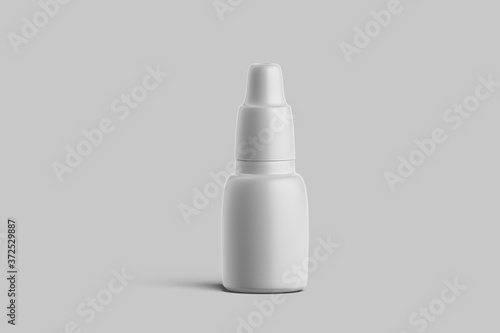 Nasal, Ear Or Eye Drops In Blank Container on Bright Background. Copy Space. Empty Space. White Dropper Template. 3d rendering