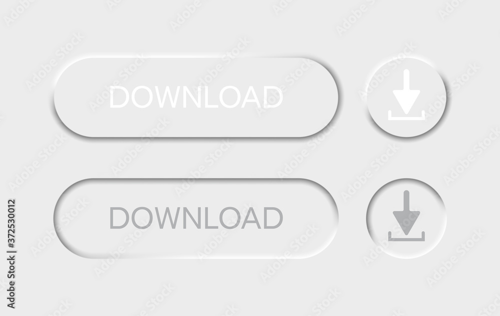 Neomorphism download icons. Icons for web. Neomorphic clean minimal buttons. UI design. Neomorphism download icons. Icons for web. Neomorphic clean minimal buttons. UI design.