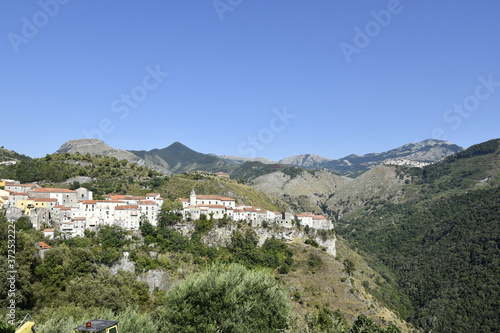 Panoramic view of Tortora, a rural village in the mountains of the Calabria region. © Giambattista