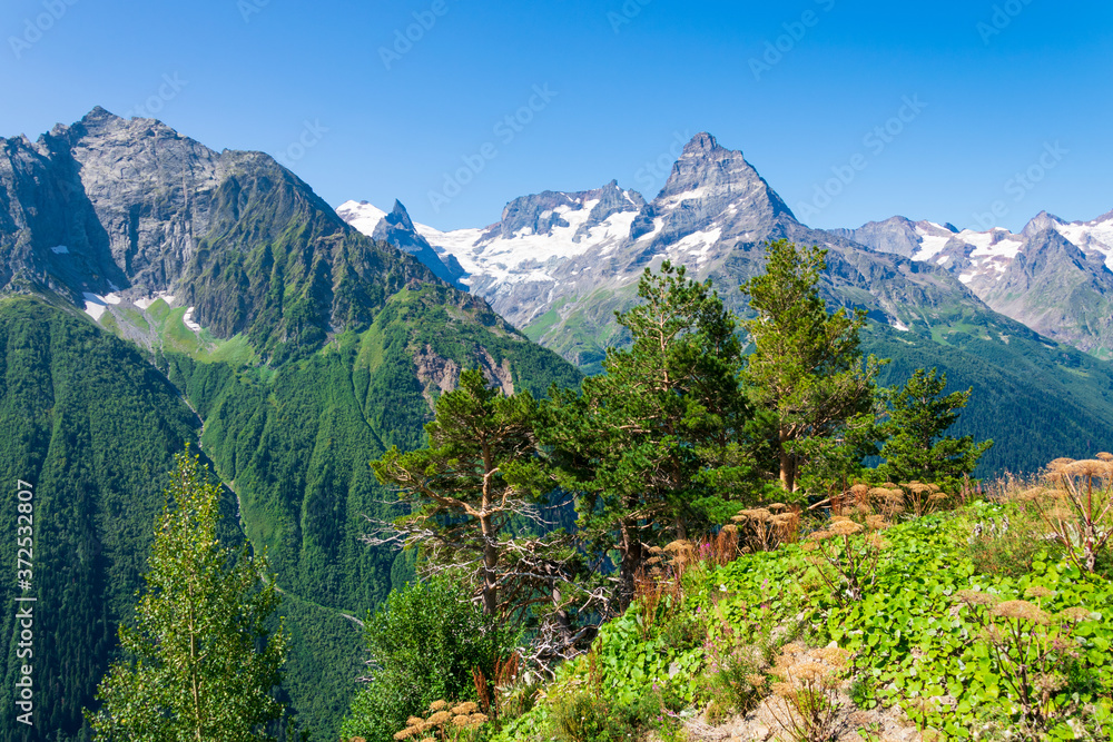 Fototapeta premium Mountain landscape of a rocky area. Mountain range of the North Caucasus.