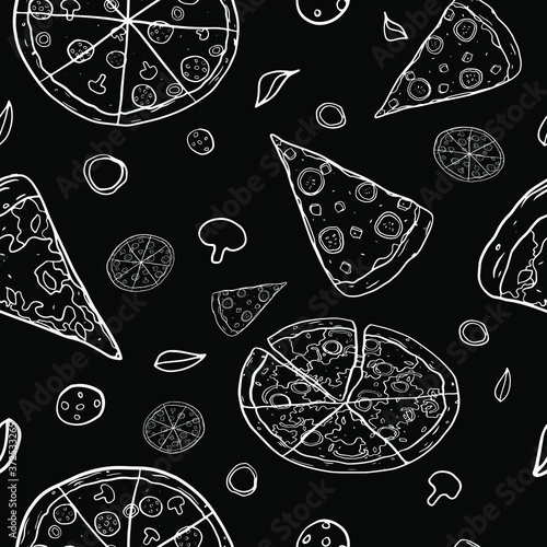 Cartoon Pizza slices with dripping cheese. Vector Illustration.