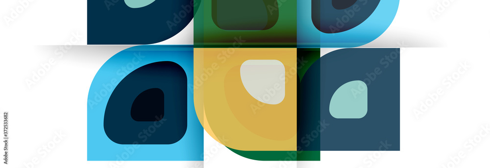 Fototapeta premium Set of vector modern geometric abstract backgrounds with repeating abstract round shapes patterns and shadow effects