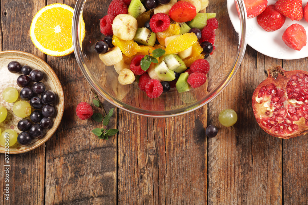 fresh fruit salad- grape, berry fruit and banana fresh fruit salad- grape, berry fruit and banana