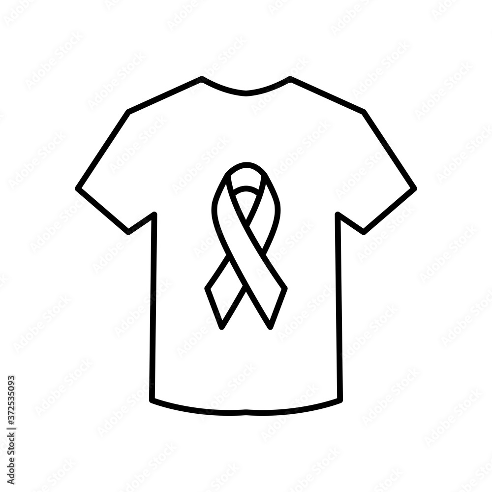 tshirt with cancer ribbon icon, line style tshirt with cancer ribbon icon, line style