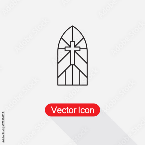 Church Stain Glass Window Icon Vector Illustration Eps10