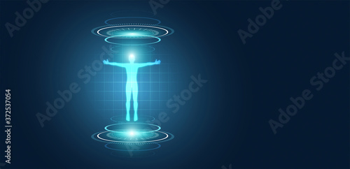 sfondo, tecnologia futuristica, scanner,  salute, corpo