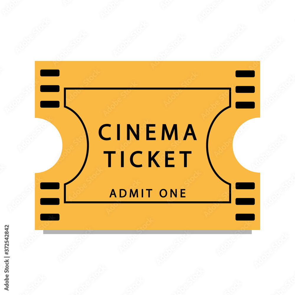 Cinema ticket. Boleto de cine. Entrada. Válido una persona. Concepto de ...