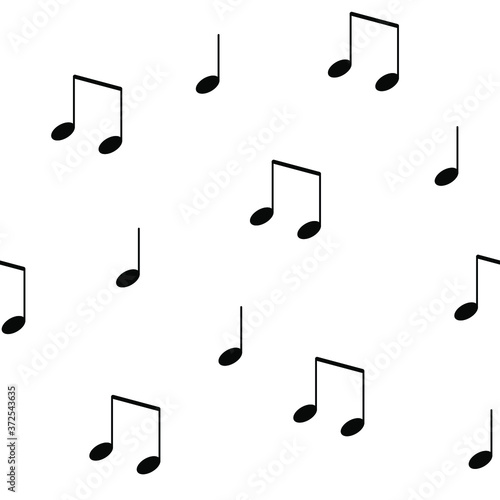 Pattern of black notes on a white background
