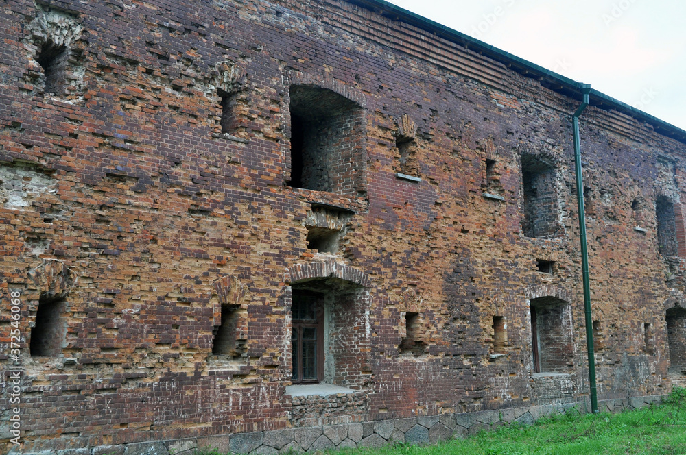 The walls of the building of the circular defensive barracks.