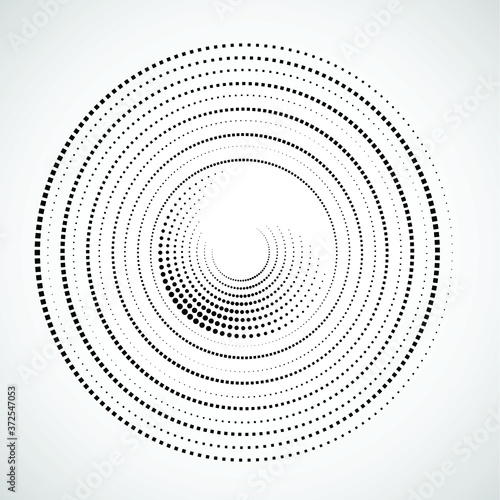 Halftone dots in circle form. round logo . vector dotted frame . design element