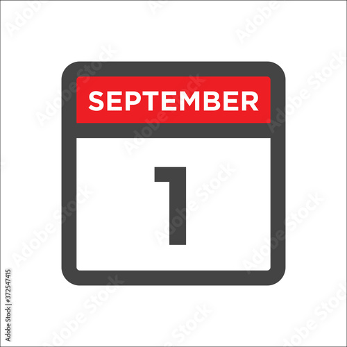 September 1 calendar icon with day and month