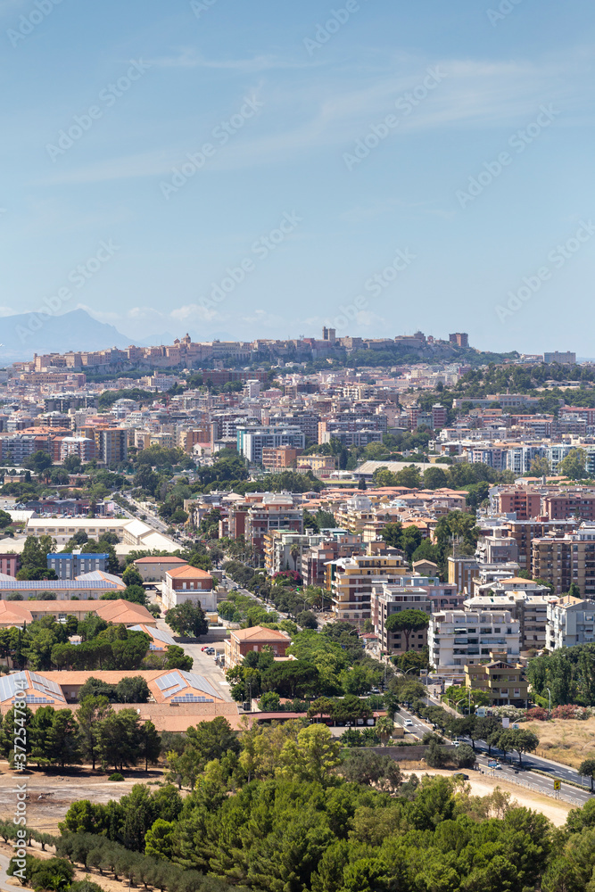View of the city of Cagliari in Sardinia, Italy