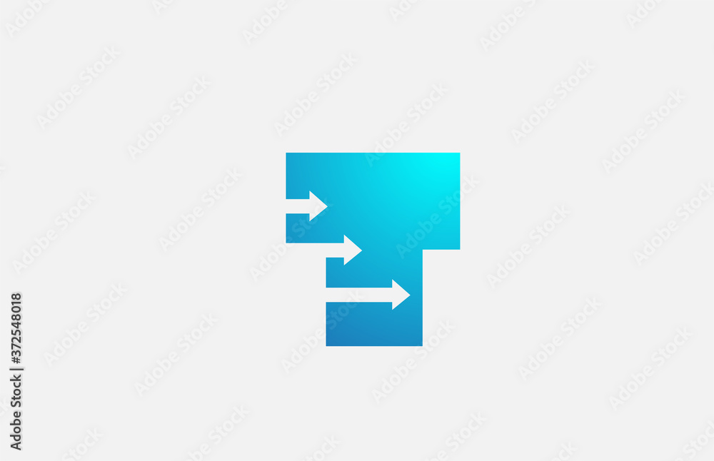 T blue letter alphabet logo icon design with arrows. Business and company corporate identity T blue letter alphabet logo icon design with arrows. Business and company corporate identity