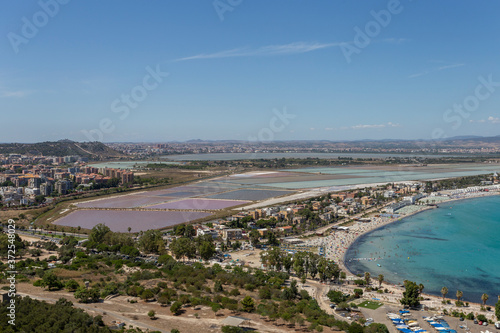 View of the beach Poetto in Cagliari, Sardinia