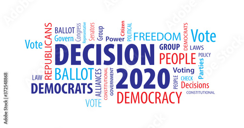 Decision 2020 Word Cloud on a White Background