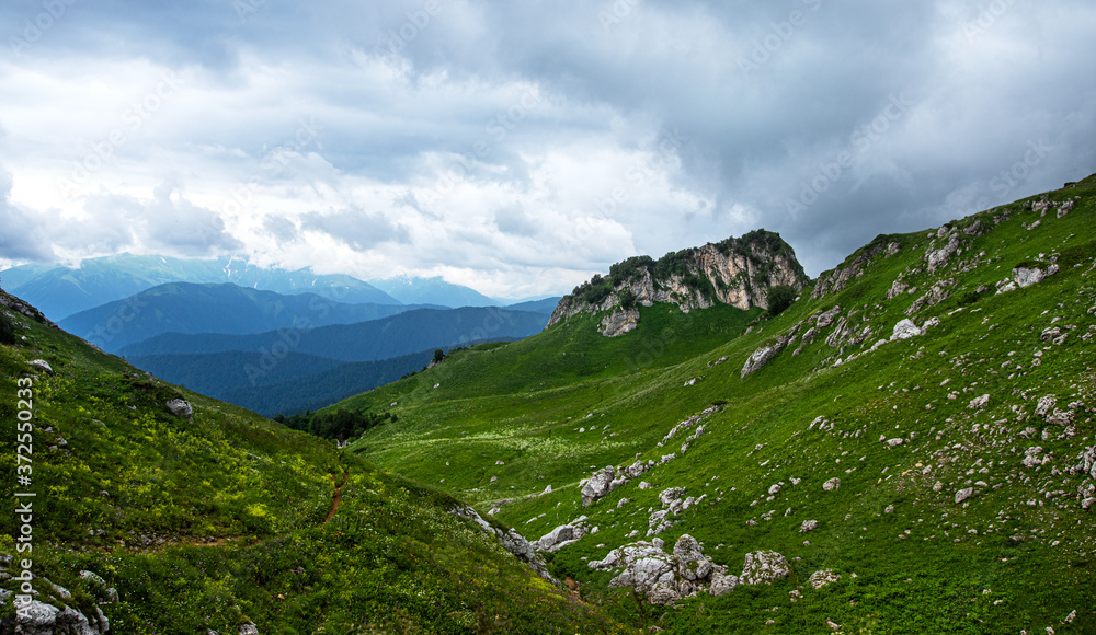 beautiful mountain landscape on a cloudy summer day